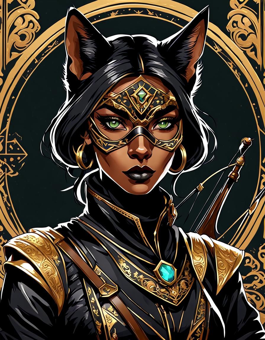 Tabaxi Thief in Art Nouveau Style