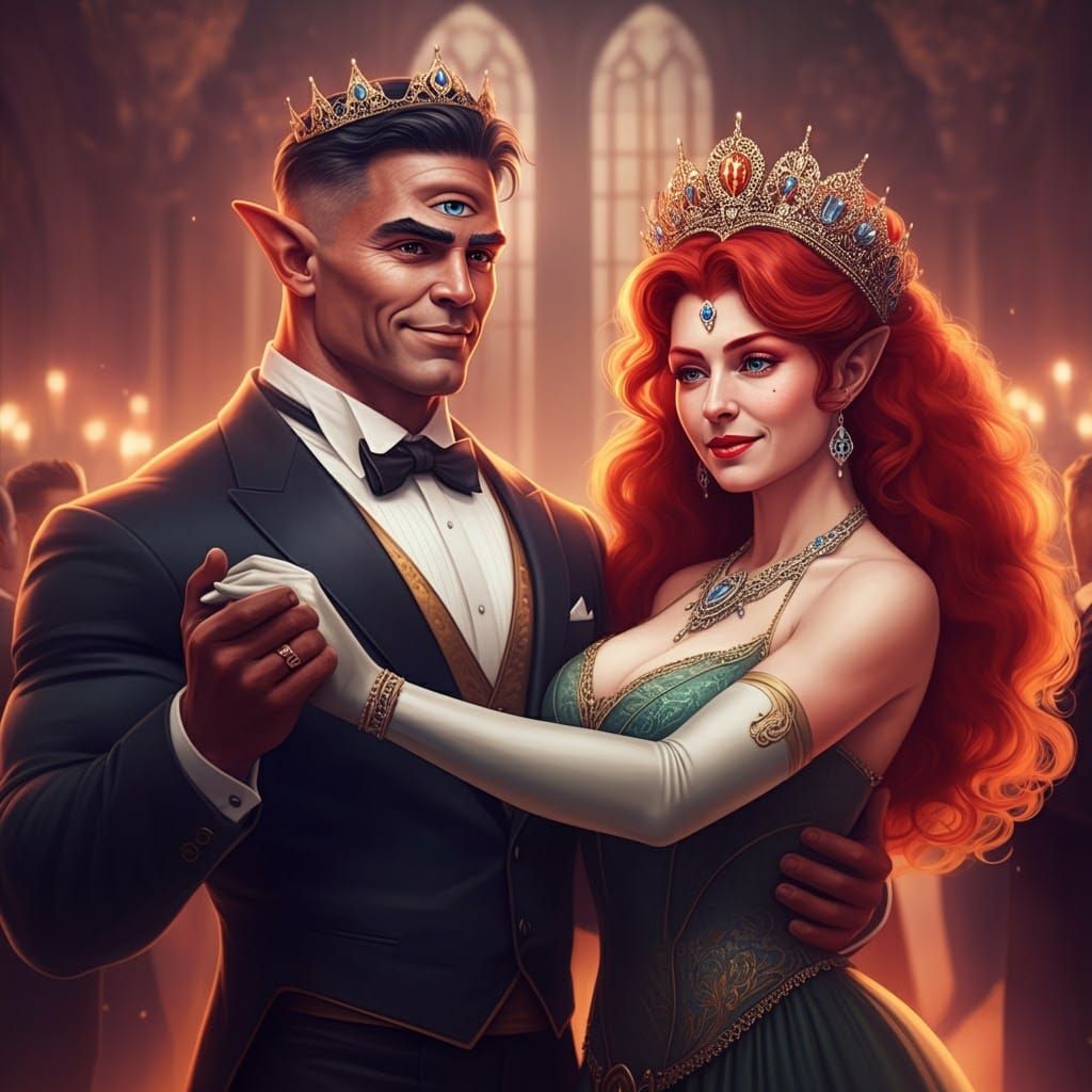 Regal Cyclops Couple Dancing at Royal Ball