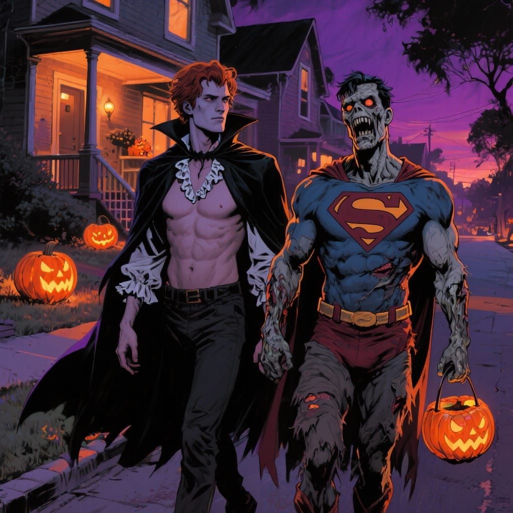 Vampire Jimmy Clark & Zombie Superman Trick-or-Treating