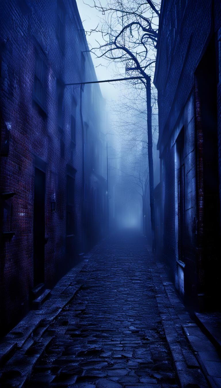 Mysterious Dark Alley Cloaked in Mist
