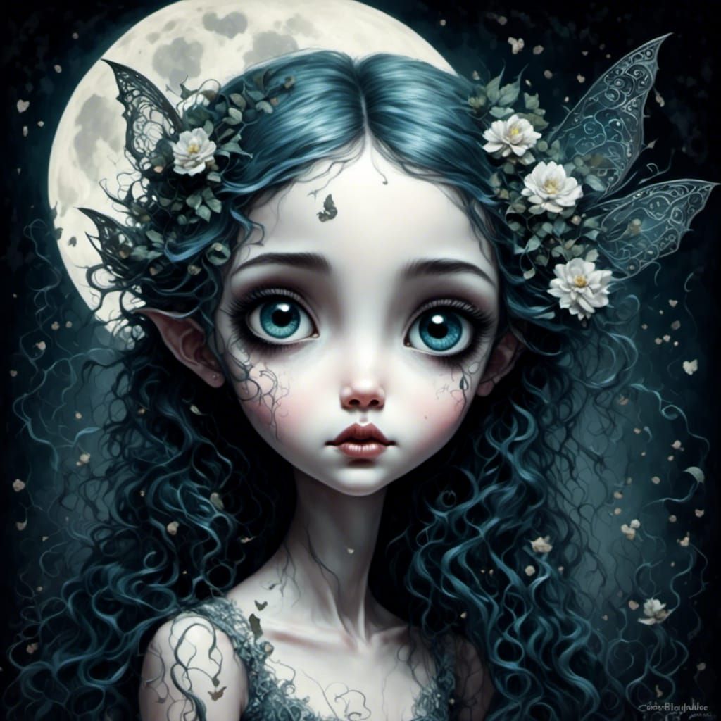 Crescent Moon Fairy in Burtonesque Style