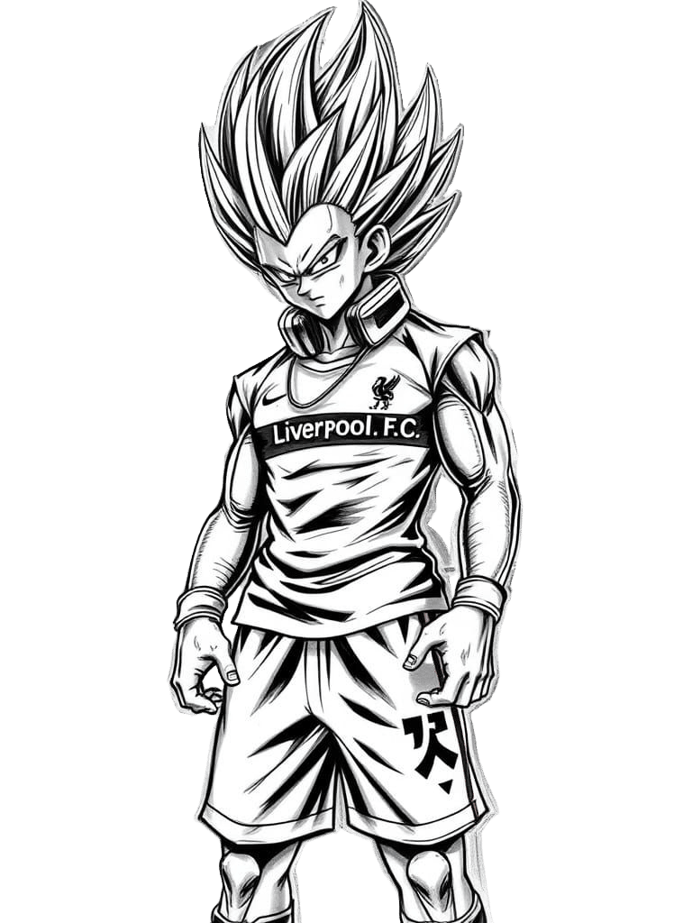 Anime Vegeta in Liverpool F.C. Soccer Kit with DJ Theme