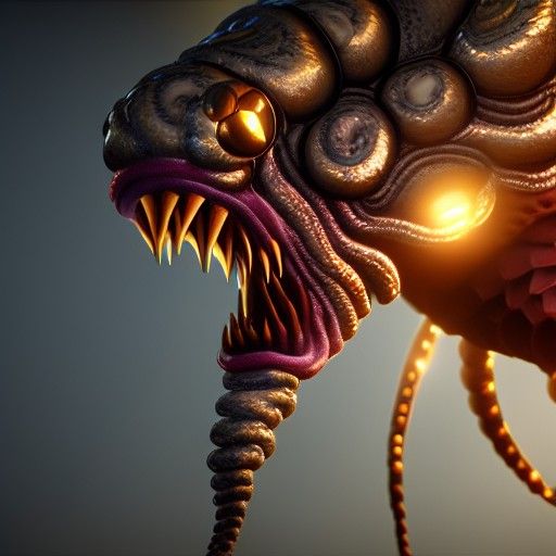 Photorealistic Tapeworm: Hyperdetailed Splash Art
