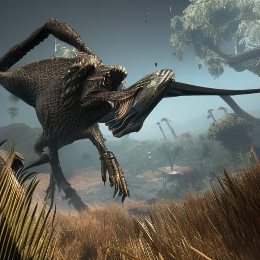 Predatory Creature Observes Prey in Metallic Colors
