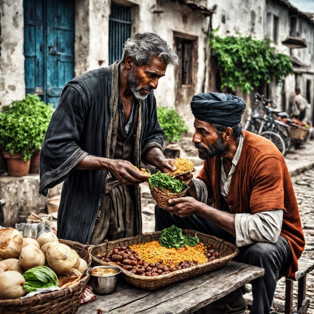 Generosity: Food Sharing in Hyperrealistic Detail