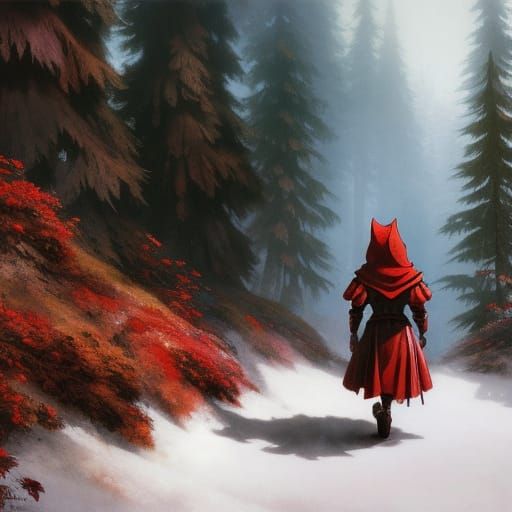 Little Red Riding Hood Portrait in Black Forest