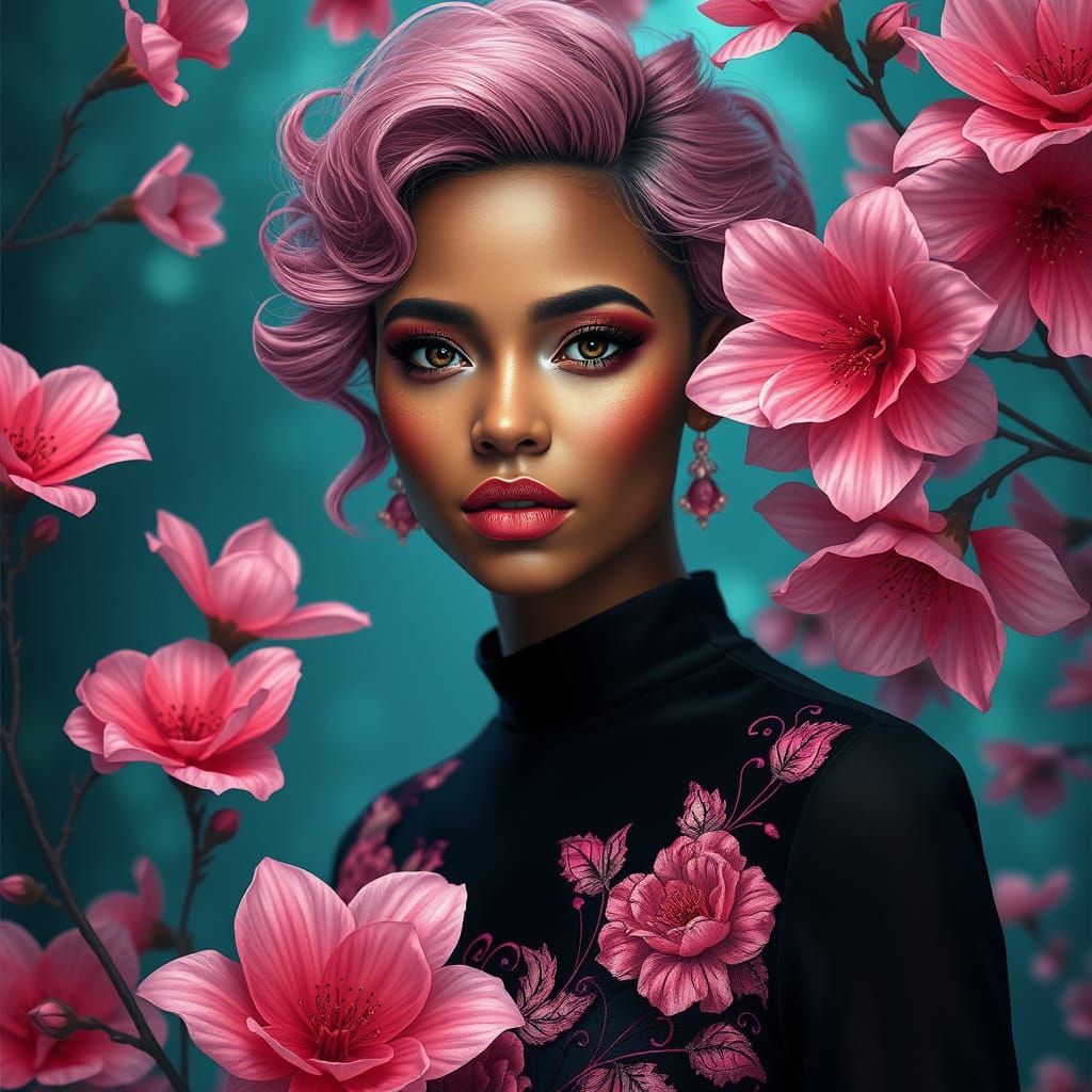 Stunning Woman in Elegant Fantasy Attire