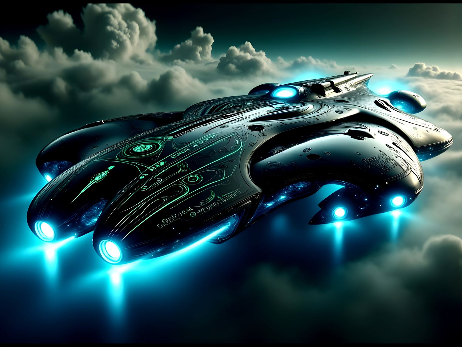 Glowing Imperial Cruiser Patrolling Tellarian Skies