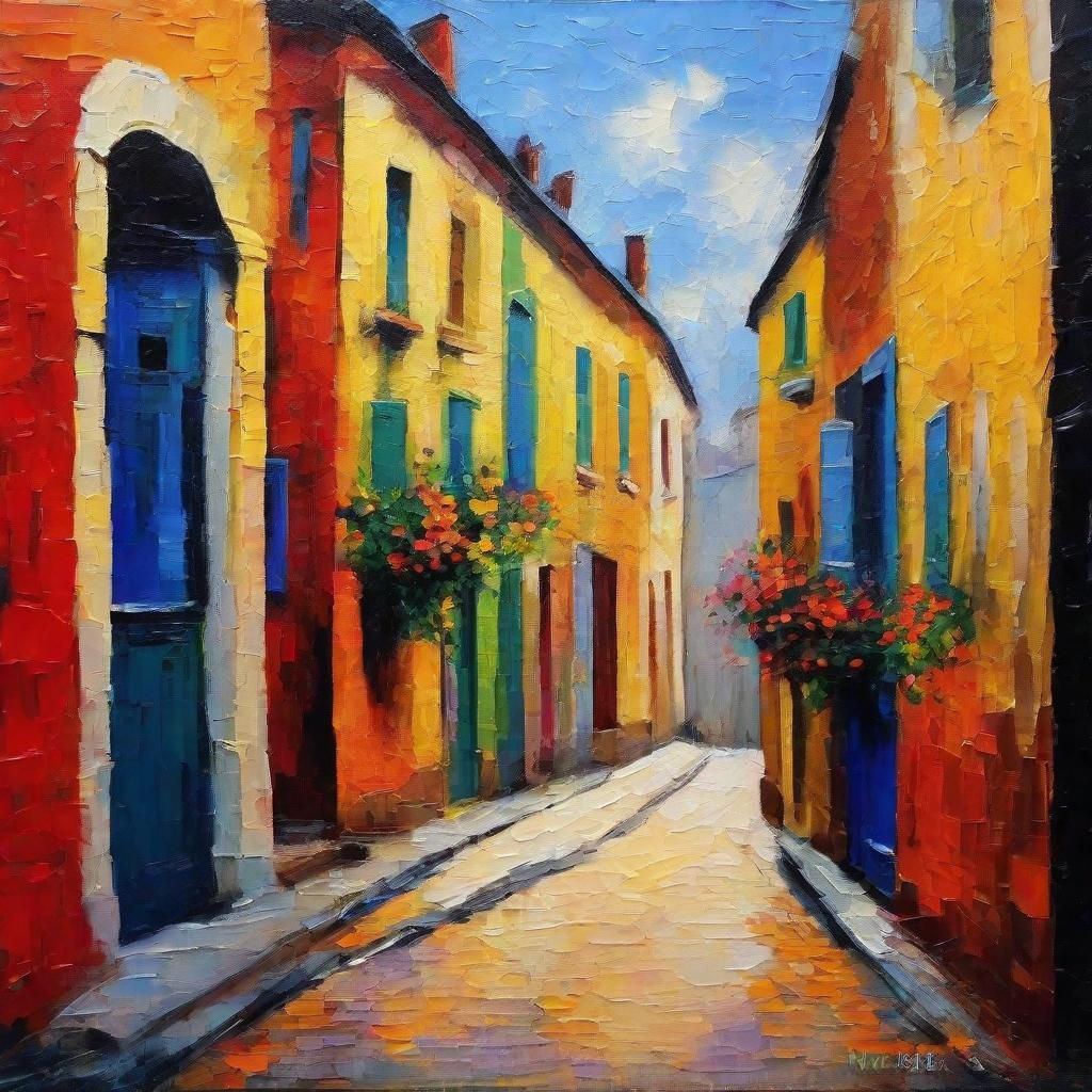 Neo-Impressionist Oil Painting of Beautiful Places