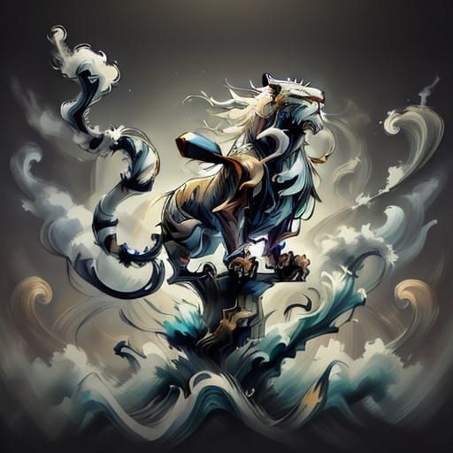 Ethereal Tiger in Tuxedo Dealing Cards with Sophisticated Ai...