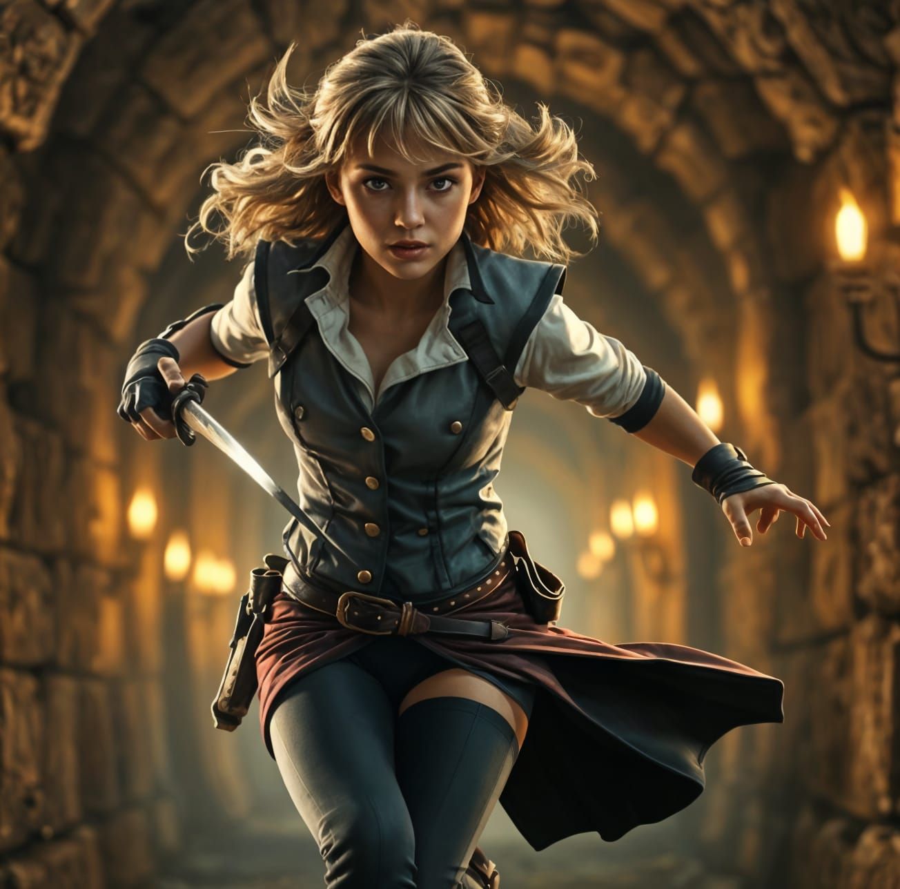 Fantasy Dnd Rogue in Ancient Catacombs