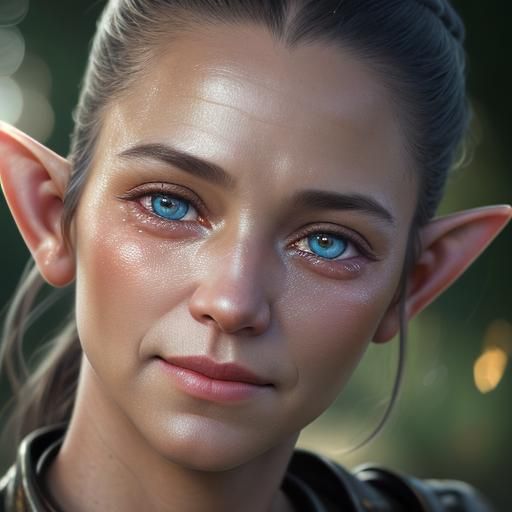 Elf Portrait with Tears: Realistic Oil Painting