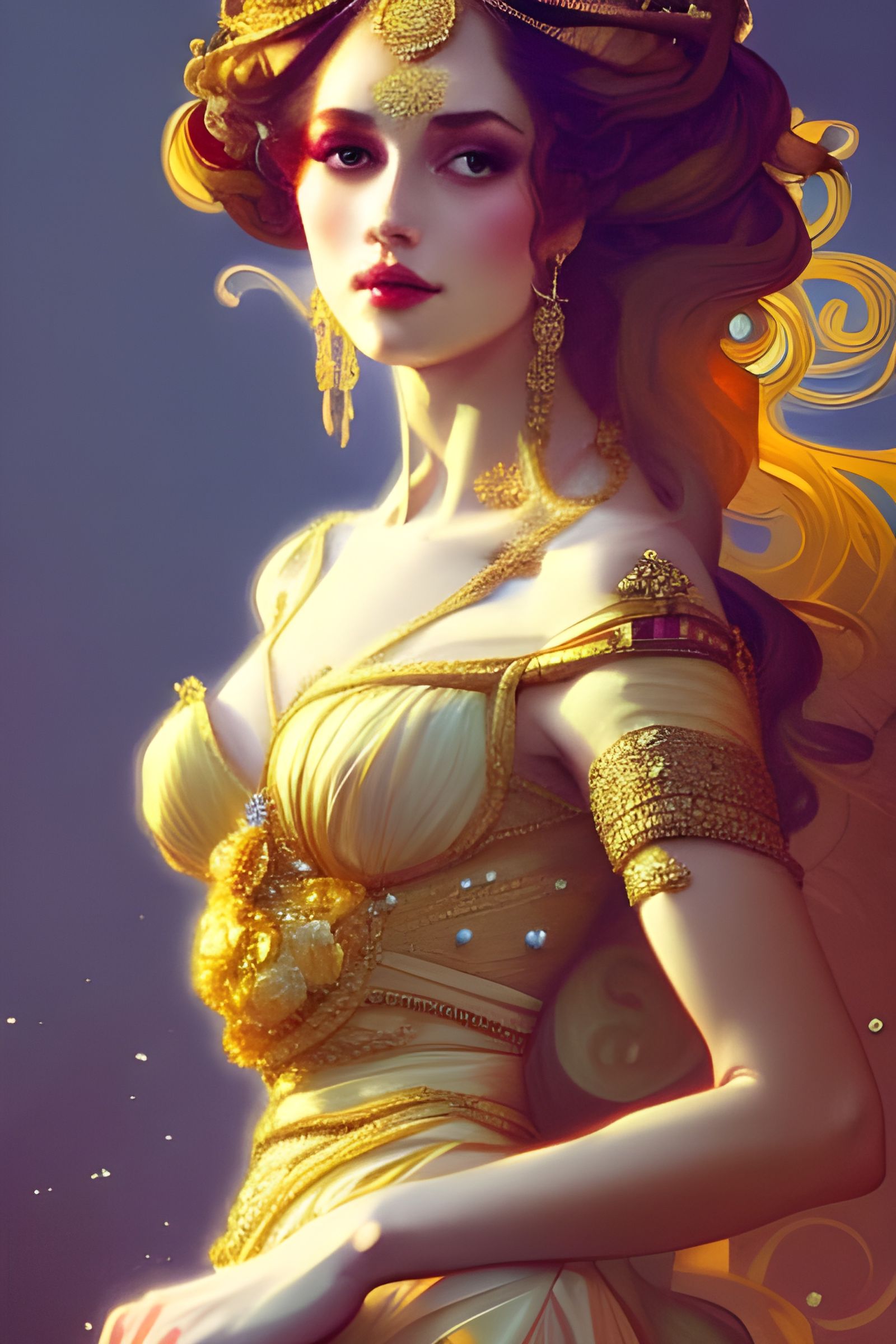 Beautiful Queen in Royal Gown: Detailed Render
