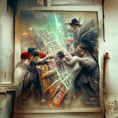Street Corner Battle in 1920s Brooklyn, Digital Matte Painti...