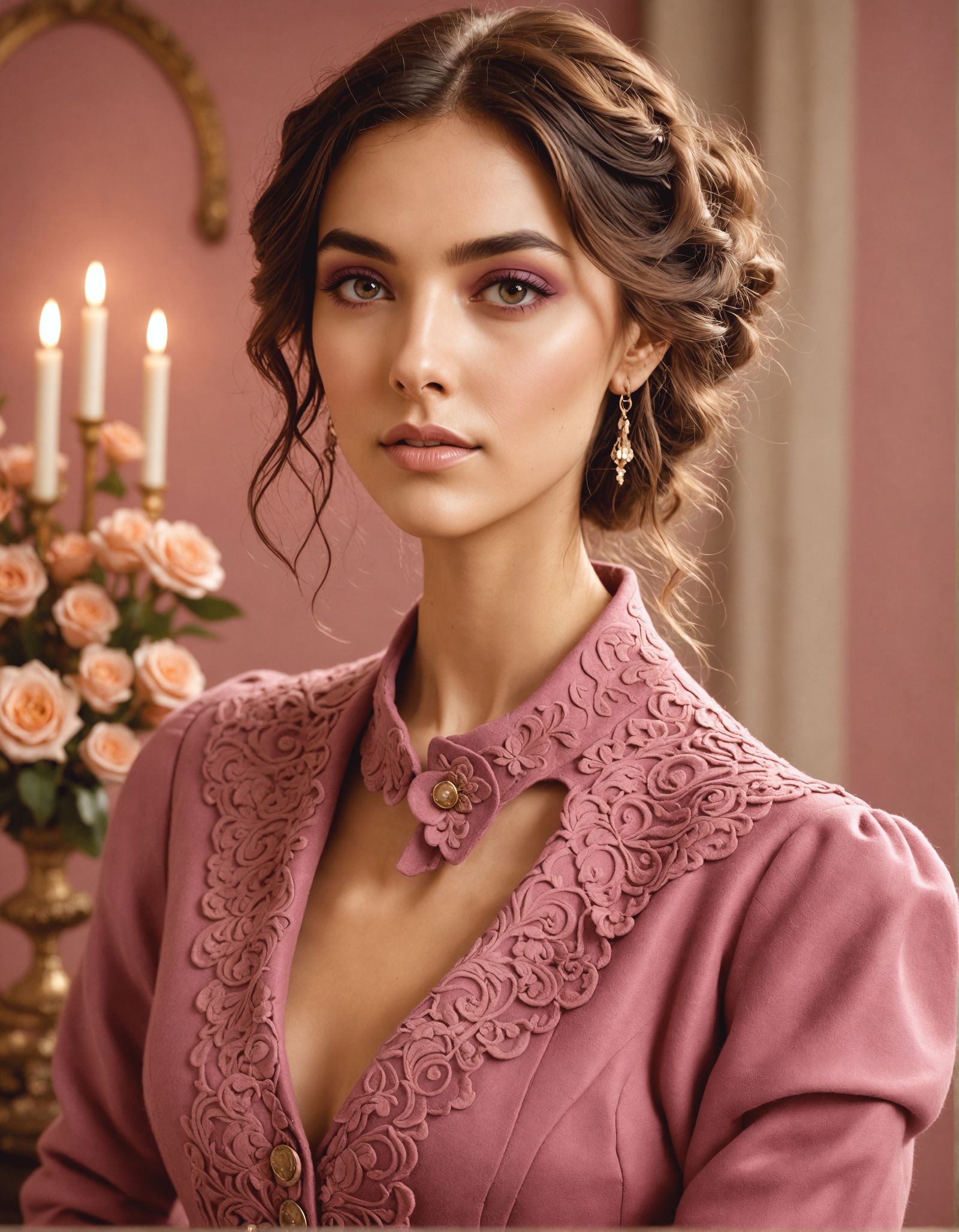 Romantic Poet in Soft Pale Pink Hues