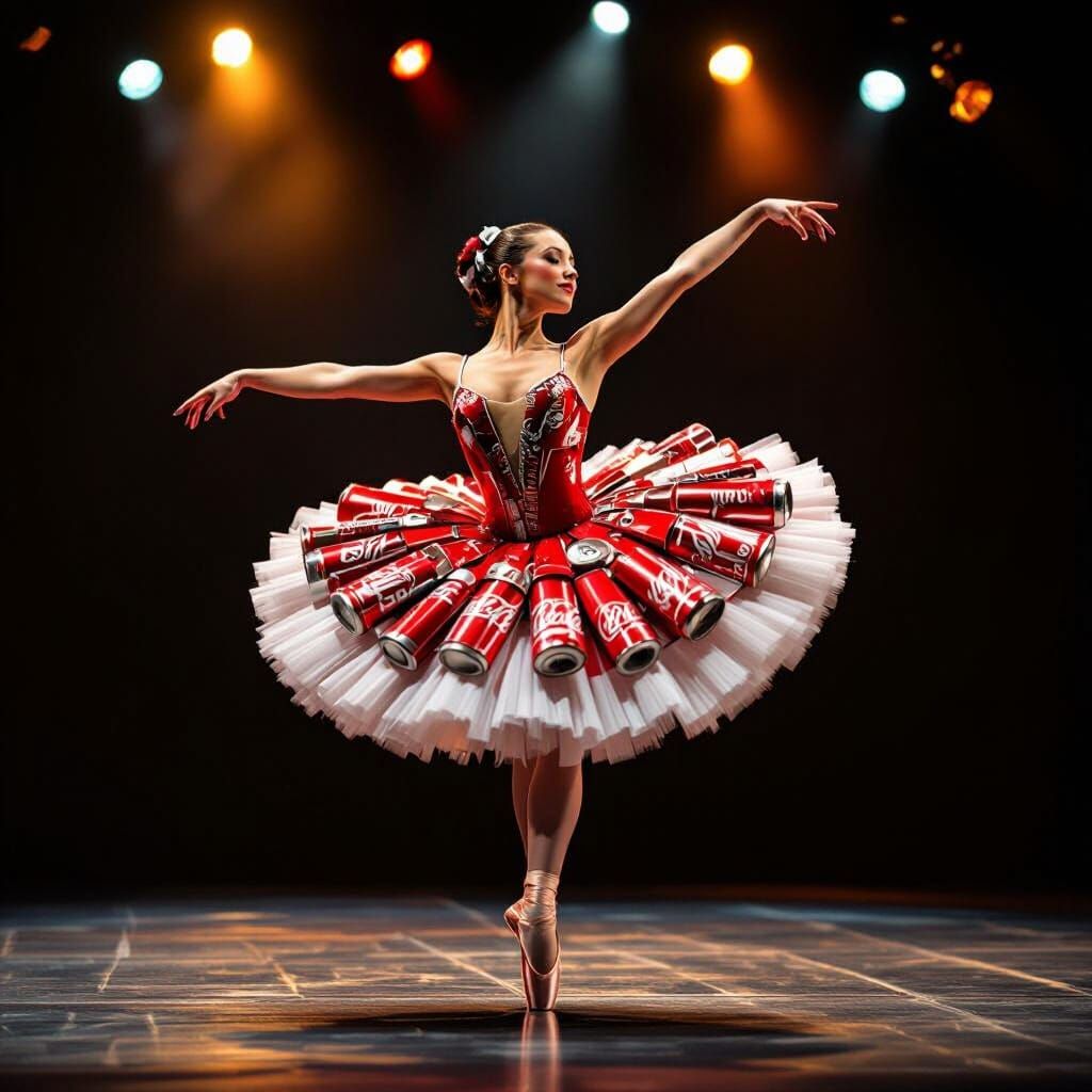 Ballet Dancer Made of Coca-Cola Cans in Pop Art Style