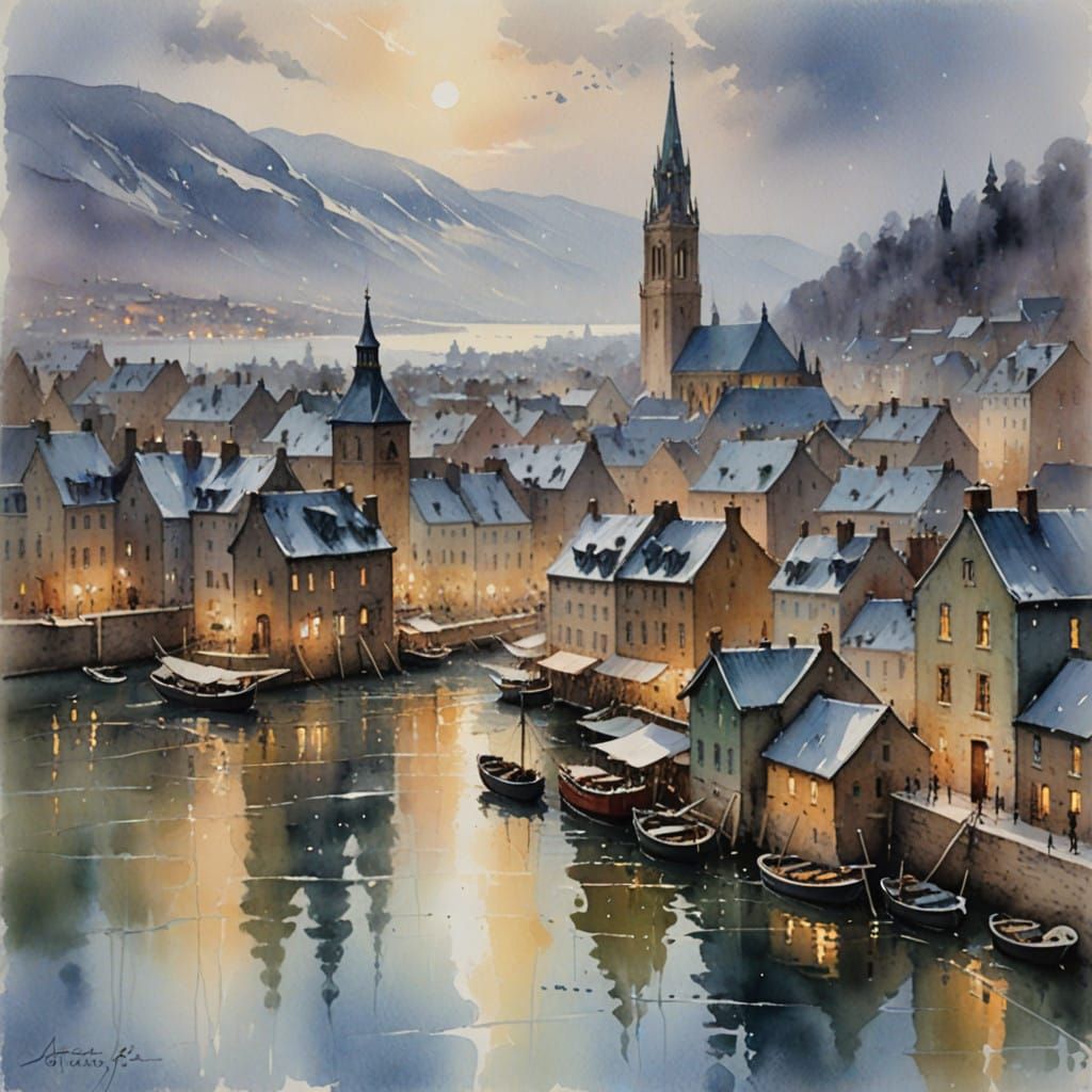 Dreamy Winter Cityscape in Soft Focus