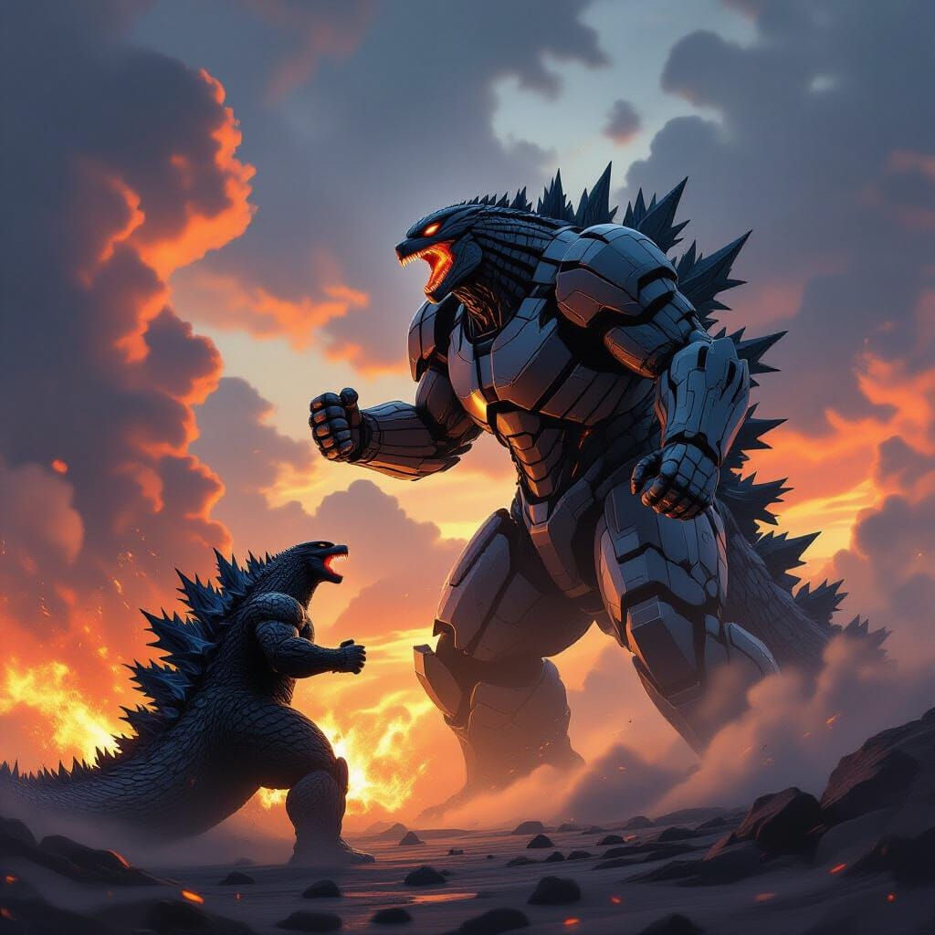 Giant Robot Dominates Kaiju in Epic Concept Art Battle