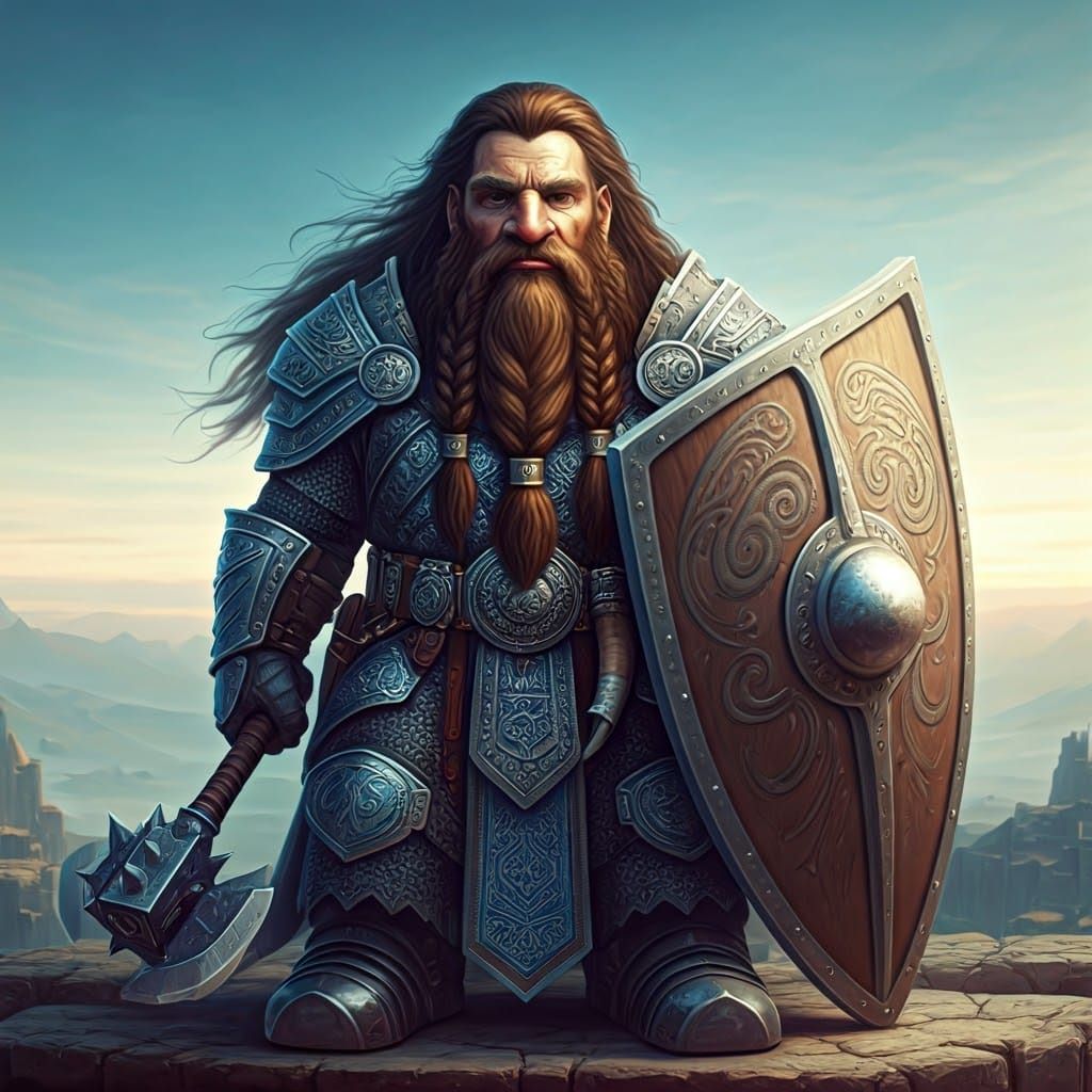 Dwarf Warrior Priest in Larry Elmore Style