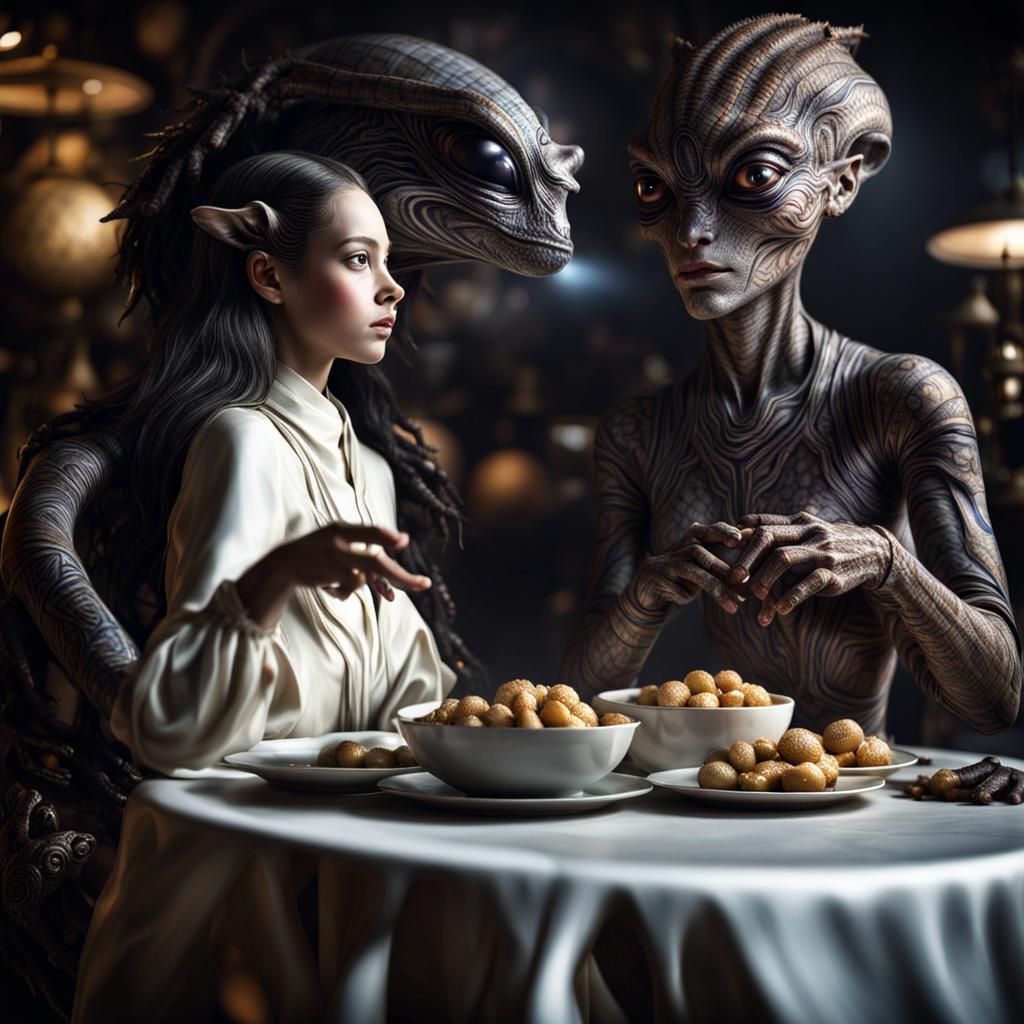 Photorealistic Aliens in Subdued Eldritch Lighting