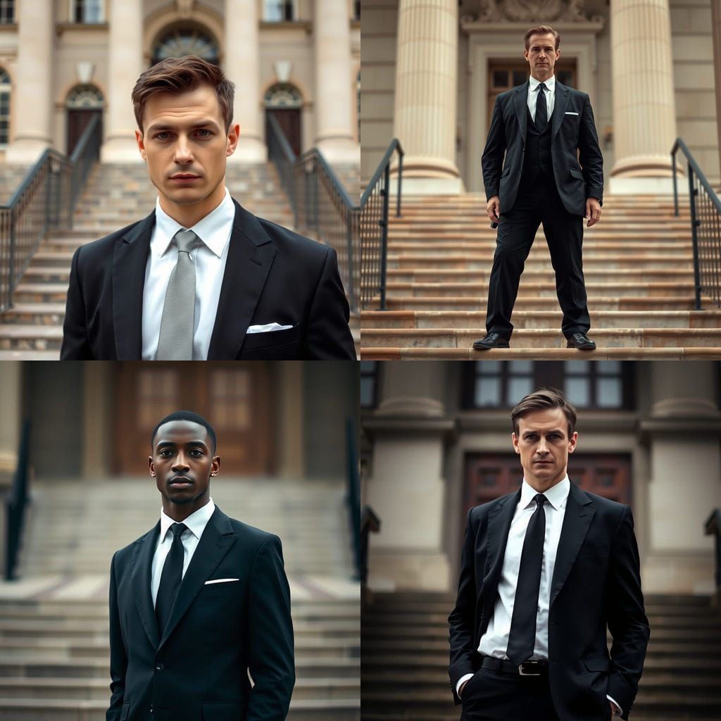 Formal English Gentleman in Black Suit