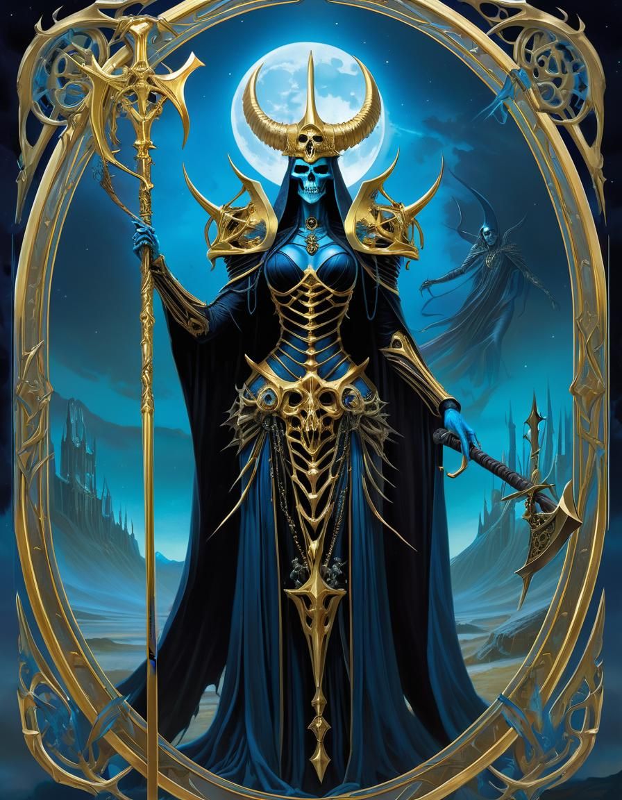 Death Tarot Card: Skeletal Lich Queen of the Damned
