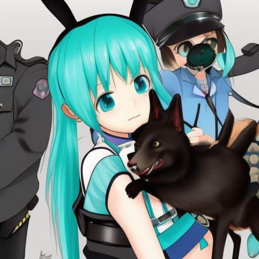 Hatsune Miku and Police Dog K9 Encounter