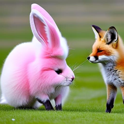 Fluffy Fox and Easter Bunny Friends