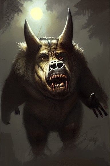 Sinister ManBearPig Illustration in Fantasy Style