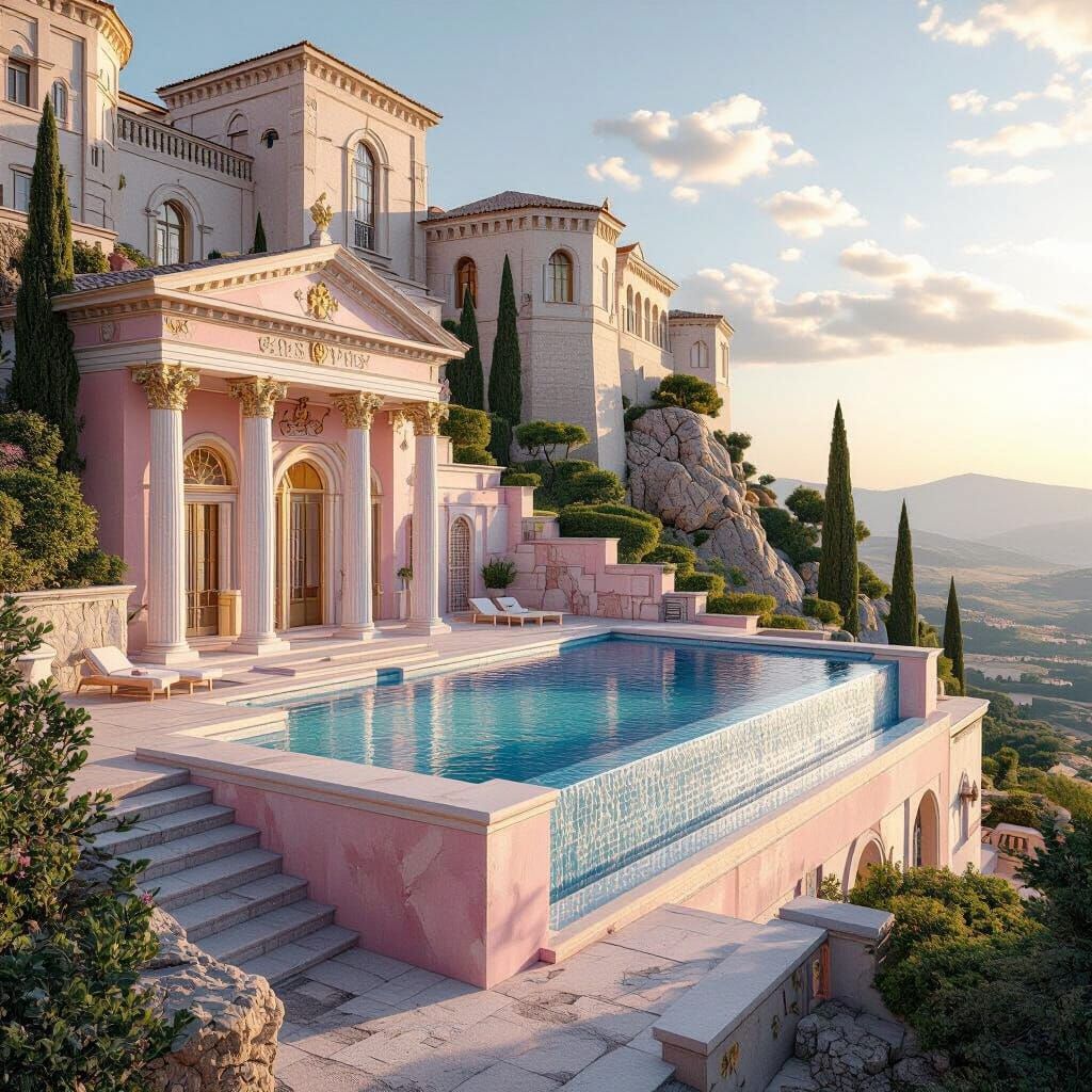 Graeco-Roman Pool Near Castle at Golden Hour