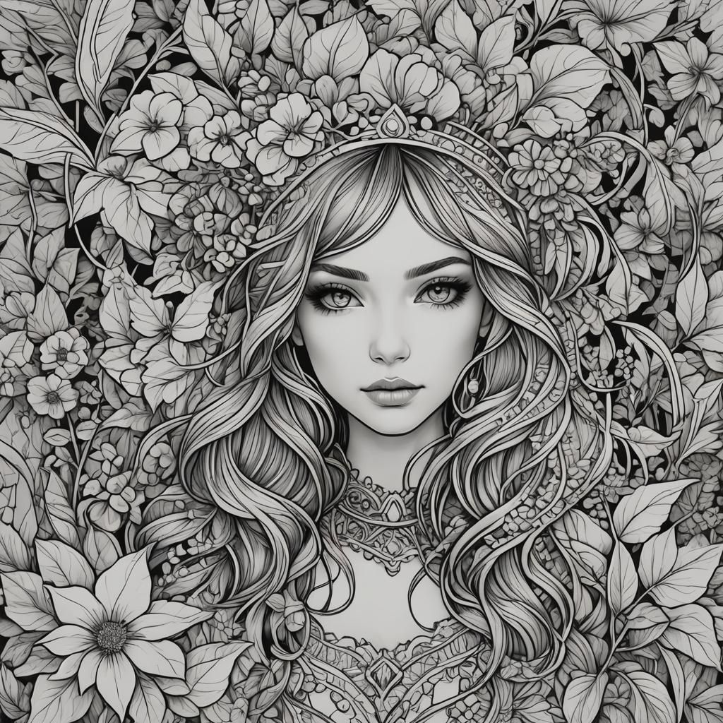 Coloring Book Style Sketch Outline