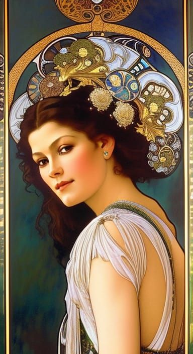 Catherine Zeta Jones Portrait in Art Nouveau Style