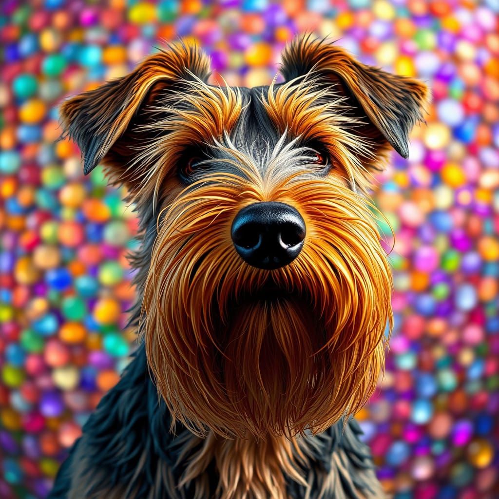 Airedale Terrier Amidst Shimmering Glass Mosaics