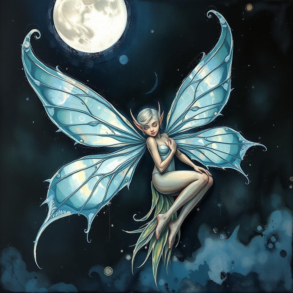 Ethereal Space Fairy Elf in Impasto Art Deco Style