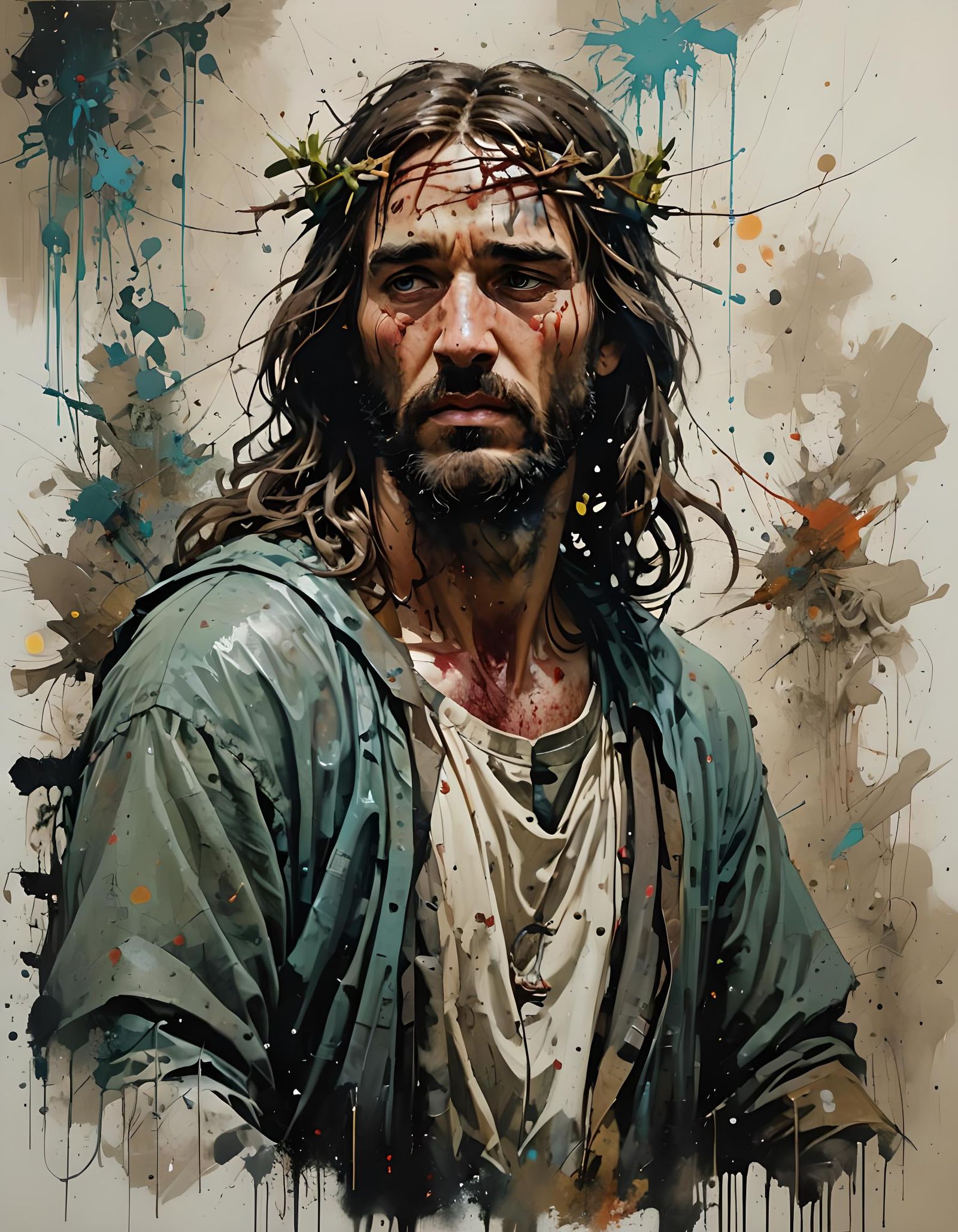Jesus in Expressive Impasto Oil Painting