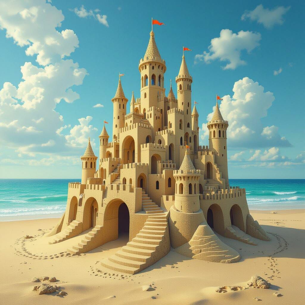 Escher-Style Sandcastle with Impossible Geometry