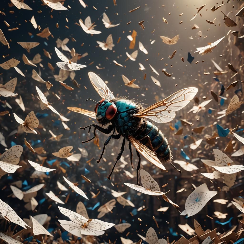 Fly Flies Through Paper: Detailed Matte Painting