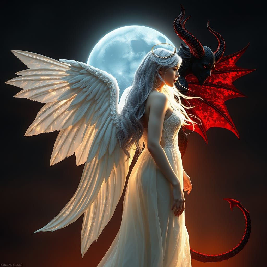 Angel and Demon Women Stand Back to Back in Stunning Hyperre...