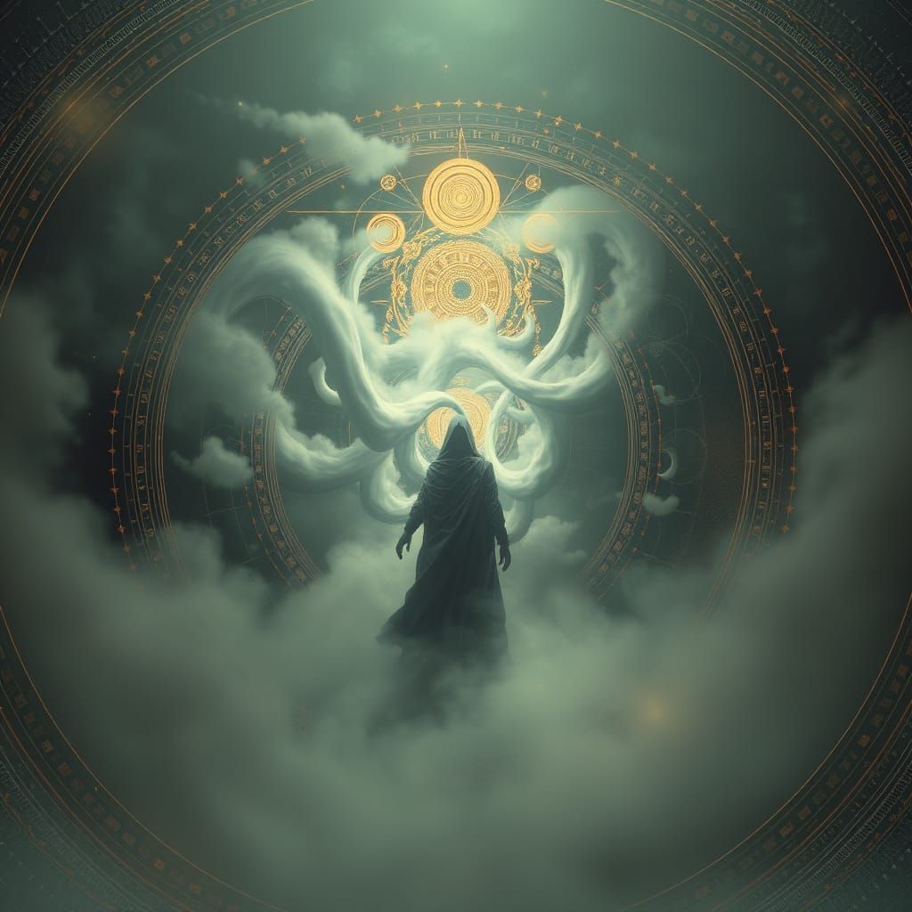 Ethereal Figure in Dreamlike Geometry