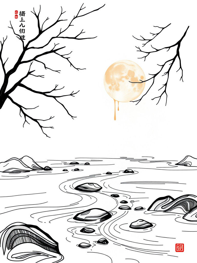 Minimalist Doodle Riverscapes in Vector Art Style