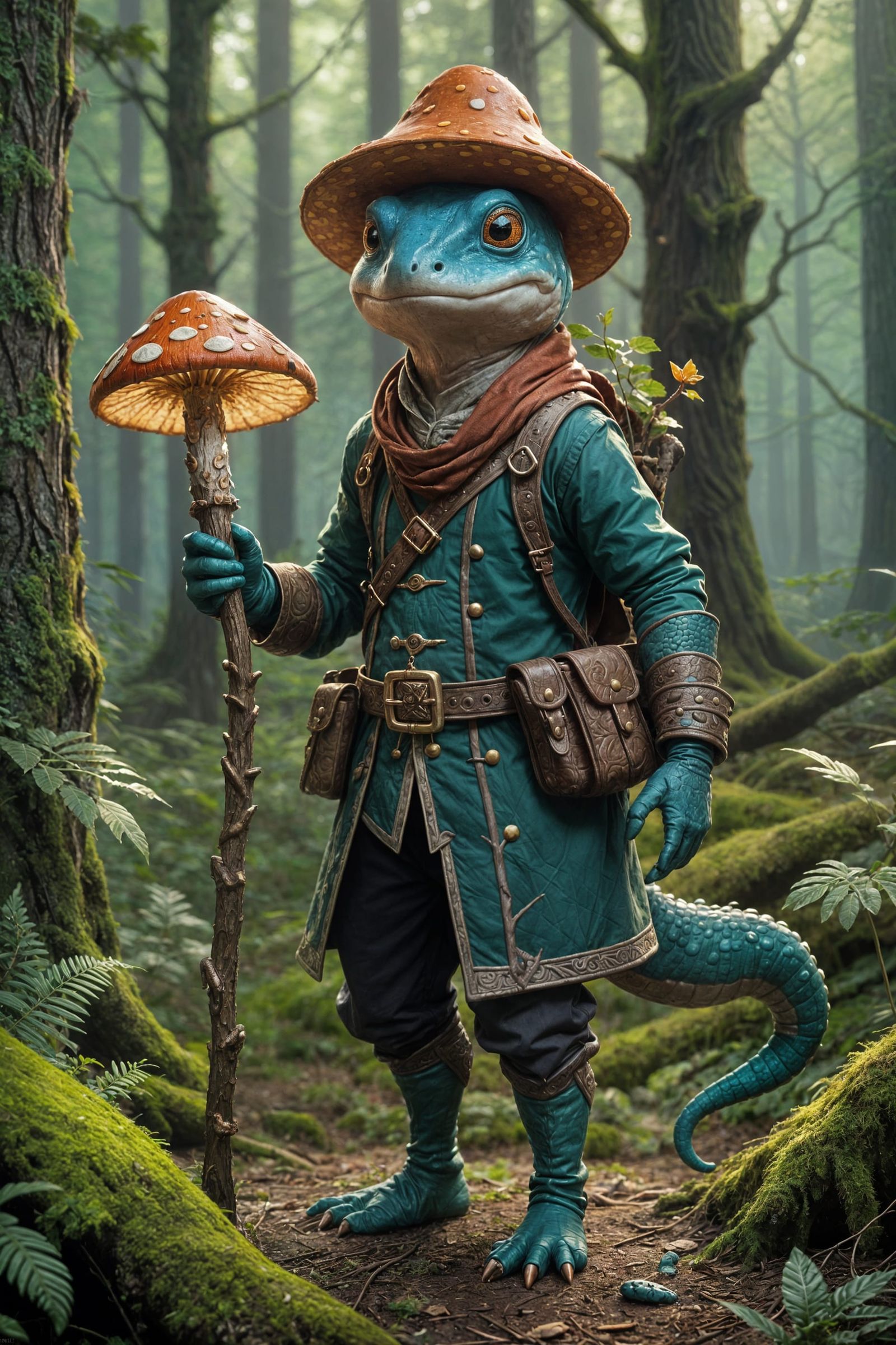 Humanoid Salamander D&D Character in Forest