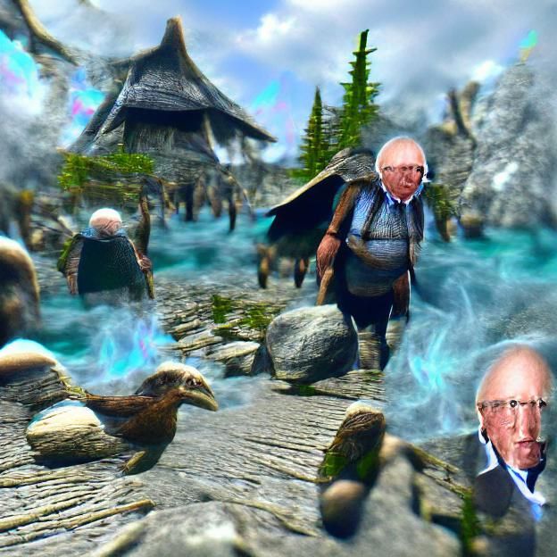 Bernie Sanders Exploring Skyrim in Video Game Style