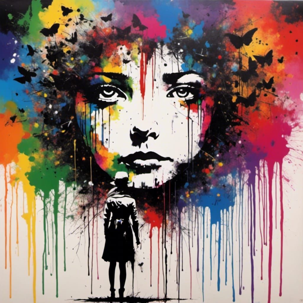 Neo-Expressionist Rainbow Landscape Painting