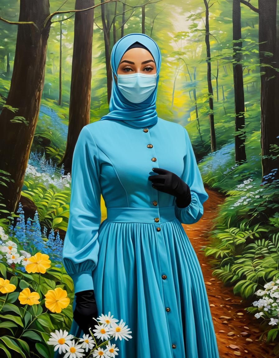 Mystic Forest Explorer in Oil-Guache Painting Style