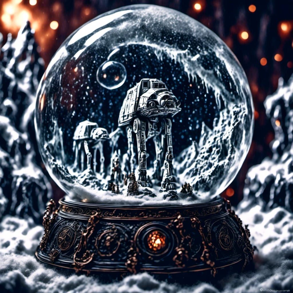 Star Wars Hoth Snowglobe in Hyperrealistic Style