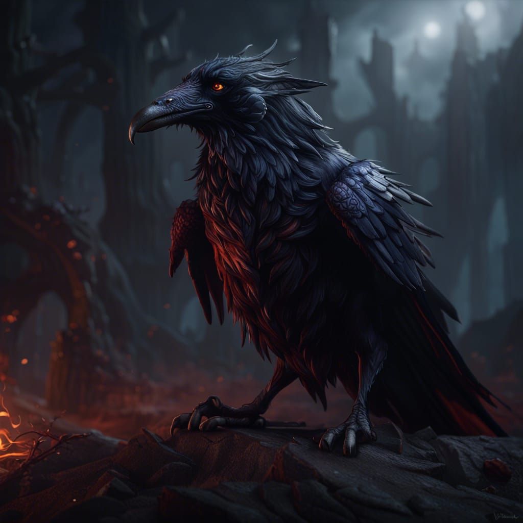 Demonic Raven Hellhound Fantasy Concept Art