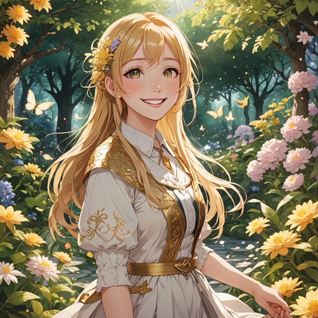 Anime Girl in Magical Garden