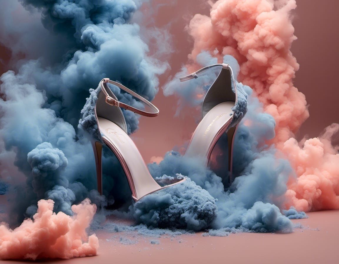 Smoke Heels in Blue and Coral Hues