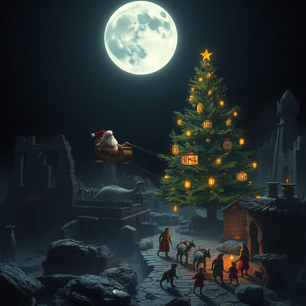 Prehistoric Christmas Eve Miracle: Santa Sleigh Soars with D...
