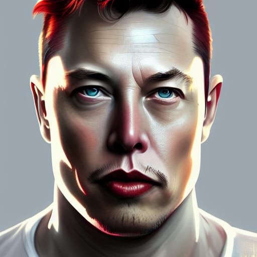Cyborg Elon Musk Portrait in Hyperdetailed Style